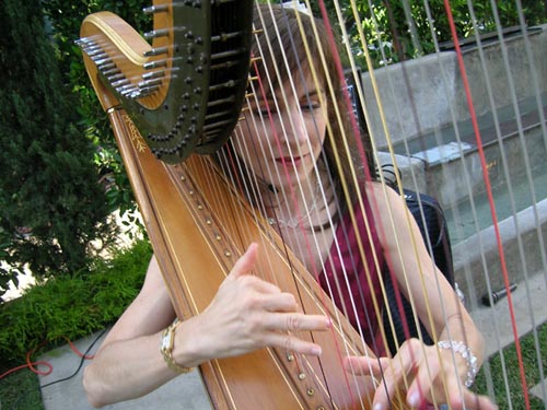 Stephanie Bennett playing harp