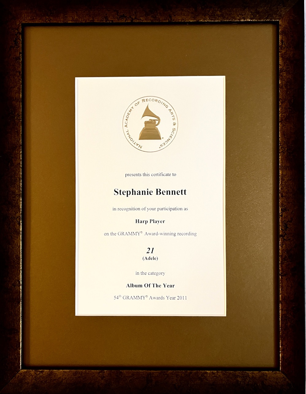 Grammy Certificate