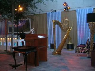 Stephanie Bennett's harp onstage at the 2014 Music Emmy reception