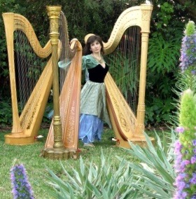 Stephanie with three pedal harps